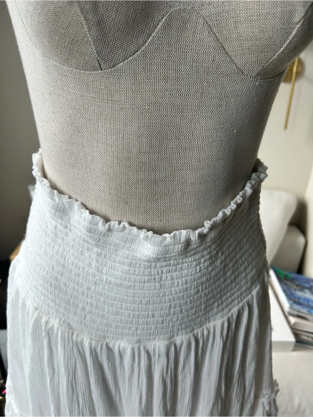 Free people White Strapless Tiered Midi Dress